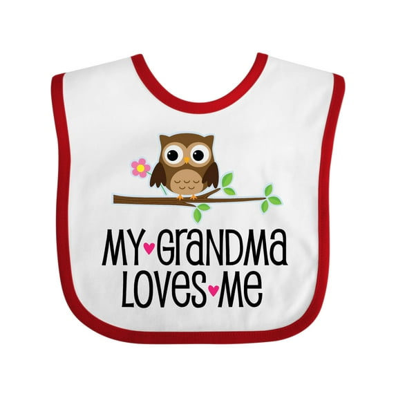 Inktastic Grandma Loves Me Girls Owl Girls Baby Bib