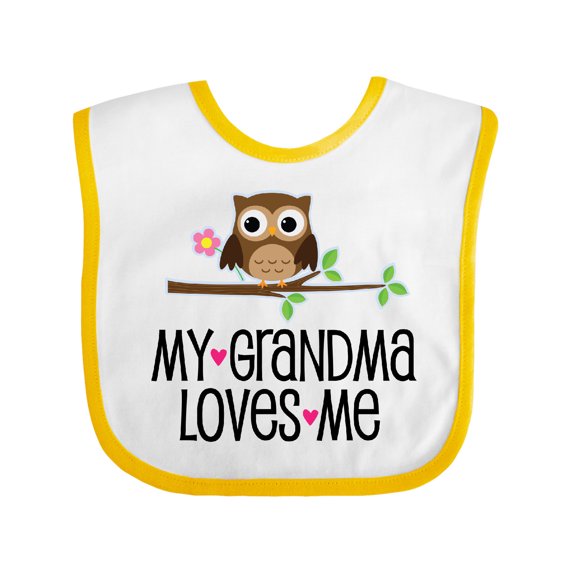 Inktastic Grandma Loves Me Girls Owl Girls Baby Bib