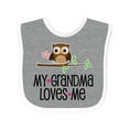 thumbnail image 1 of Inktastic Grandma Loves Me Girls Owl Girls Baby Bib, 1 of 4