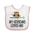thumbnail image 1 of Inktastic Grandma Loves Me Girls Owl Girls Baby Bib, 1 of 4