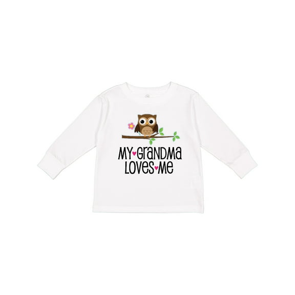 Inktastic Grandma Loves Me Girls Owl Girls Long Sleeve Toddler T-Shirt