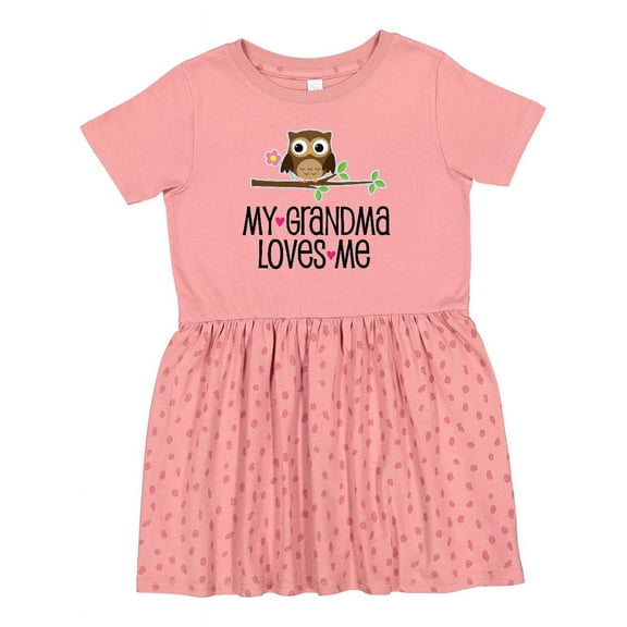 Inktastic Grandma Loves Me Girls Owl Girls Toddler Dress