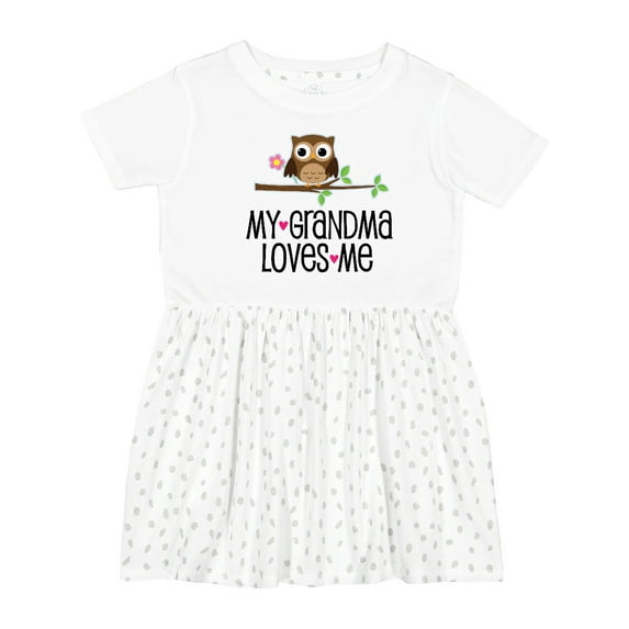Inktastic Grandma Loves Me Girls Owl Girls Toddler Dress