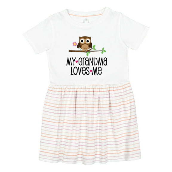 Inktastic Grandma Loves Me Girls Owl Girls Toddler Dress