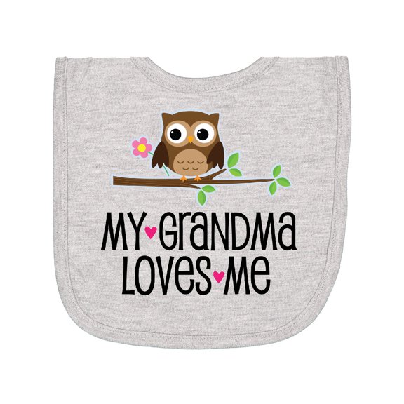 Inktastic Grandma Loves Me Girls Owl Newborn Bib