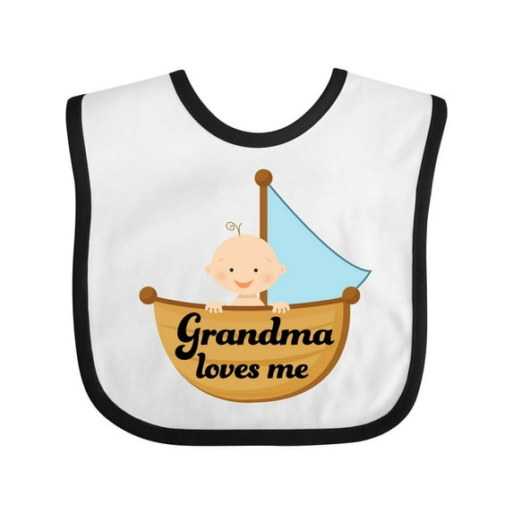 Inktastic Grandma Loves Me Grandchild Boys Baby Bib