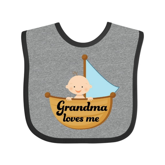 Inktastic Grandma Loves Me Grandchild Boys Baby Bib