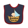 thumbnail image 1 of Inktastic Grandma Loves Me Grandchild Boys Baby Bib, 1 of 4