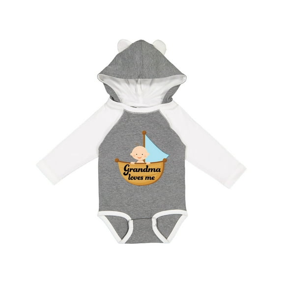 Inktastic Grandma Loves Me Grandchild Boys Long Sleeve Baby Bodysuit