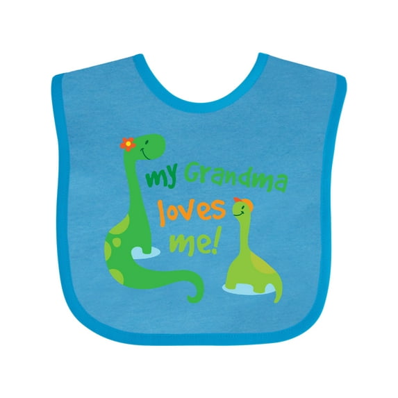 Inktastic Grandma Loves Me Grandchild Dinosaur Boys Baby Bib