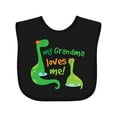 thumbnail image 1 of Inktastic Grandma Loves Me Grandchild Dinosaur Boys Baby Bib, 1 of 4