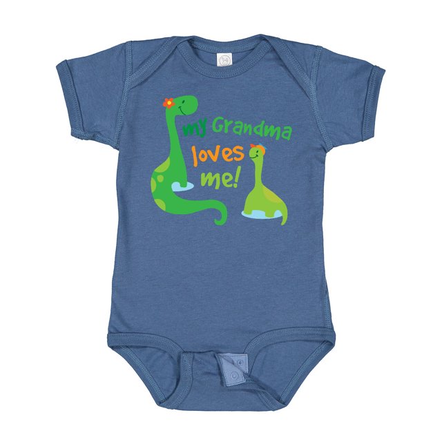 Inktastic Grandma Loves Me Grandchild Dinosaur Boys Baby Bodysuit