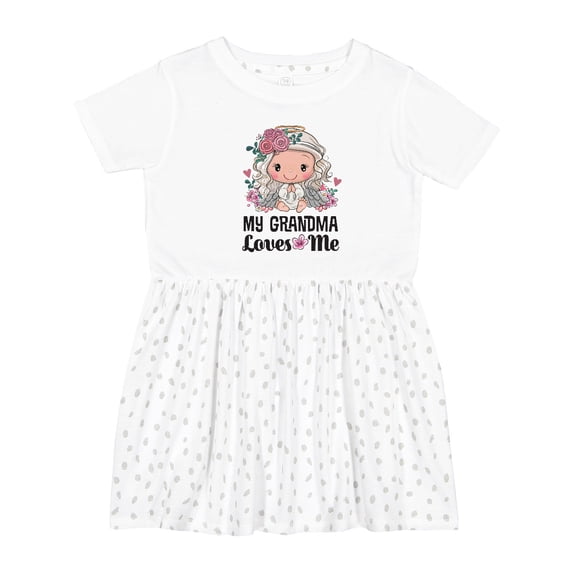 Inktastic Grandma Loves Me Granddaughter Angel Girls Toddler Dress