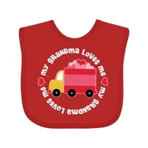 Inktastic Grandma Loves Me Valentine Truck Kids Boys or Girls Baby Bib