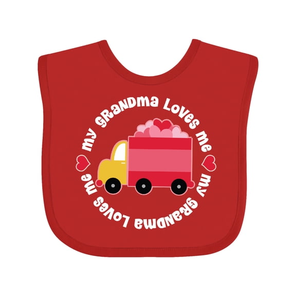 Inktastic Grandma Loves Me Valentine Truck Kids Boys or Girls Baby Bib