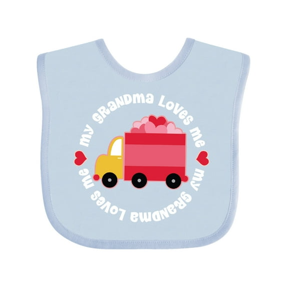 Inktastic Grandma Loves Me Valentine Truck Kids Boys or Girls Baby Bib