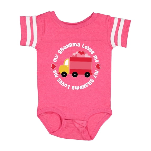 Inktastic Grandma Loves Me Valentine Truck Kids Boys or Girls Baby Bodysuit