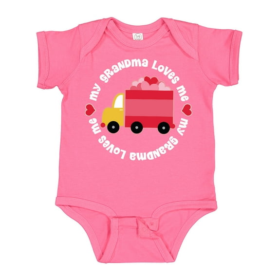 Inktastic Grandma Loves Me Valentine Truck Kids Boys or Girls Baby Bodysuit