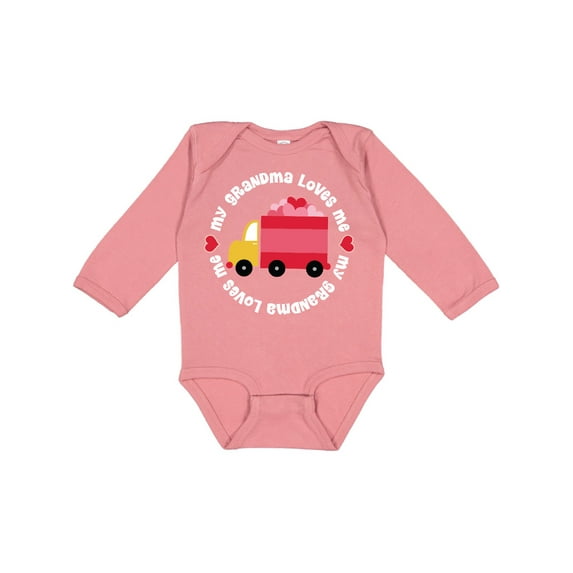 Inktastic Grandma Loves Me Valentine Truck Kids Boys or Girls Long Sleeve Baby Bodysuit