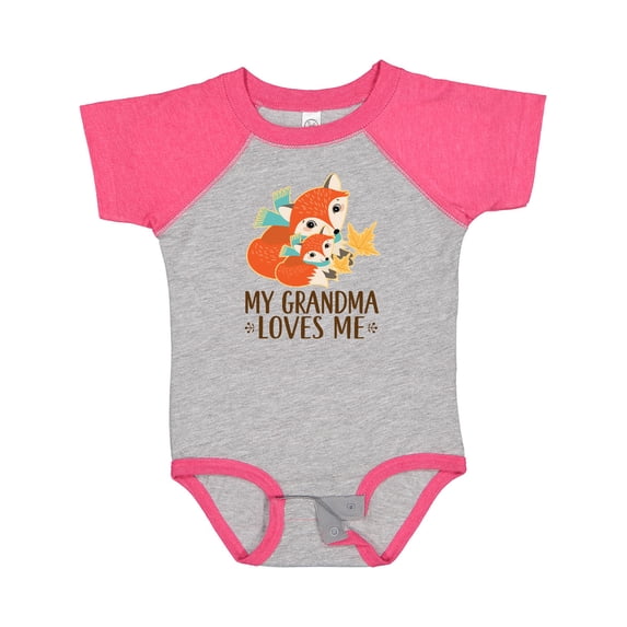 Inktastic Grandma Loves Me Woodland Fox Boys or Girls Baby Bodysuit