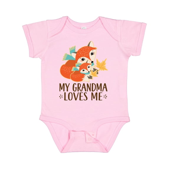 Inktastic Grandma Loves Me Woodland Fox Boys or Girls Baby Bodysuit