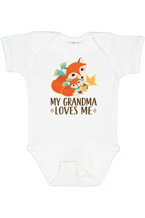 Grandma Loves Me Woodland Fox Boys or Girls Baby Bodysuit