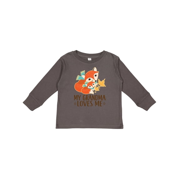 Inktastic Grandma Loves Me Woodland Fox Boys or Girls Long Sleeve Toddler T-Shirt