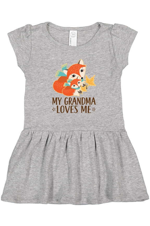 Grandma Loves Me Woodland Fox Gift Girls Toddler Dress