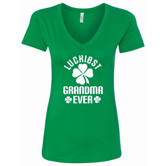 Inktastic Grandma Luckiest Ever Irish St Patricks Women's V-Neck T-Shirt