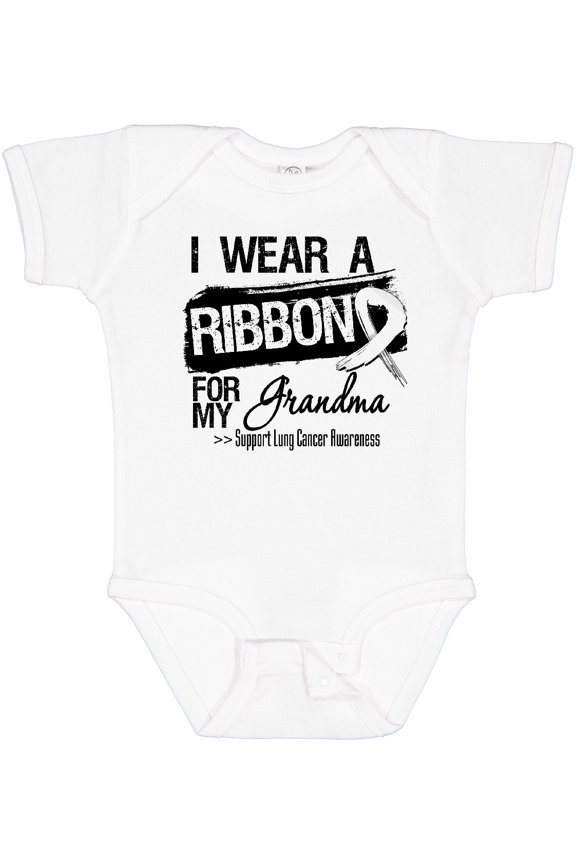 Grandma Lung Cancer Ribbon Boys or Girls Baby Bodysuit