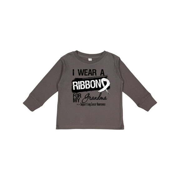 Inktastic Grandma Lung Cancer Ribbon Boys or Girls Long Sleeve Toddler T-Shirt