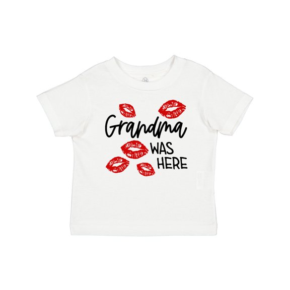 Inktastic Grandma Was Here Red Kisses Boys or Girls Baby T-Shirt