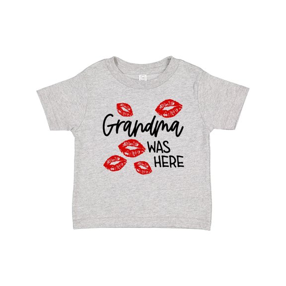 Inktastic Grandma Was Here Red Kisses Boys or Girls Baby T-Shirt