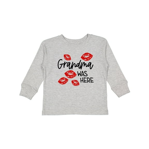 Inktastic Grandma Was Here Red Kisses Boys or Girls Long Sleeve Toddler T-Shirt