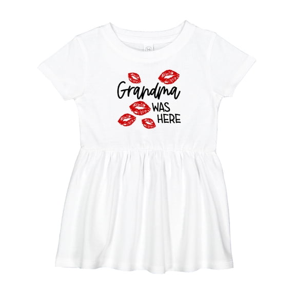 Inktastic Grandma Was Here Red Kisses Girls Baby Dress