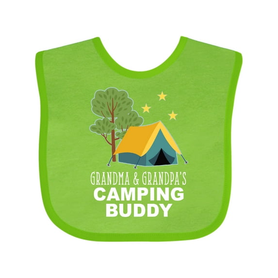 Inktastic Grandma and Grandpa Camping Buddy Boys or Girls Baby Bib
