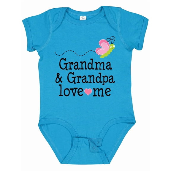 Inktastic Grandma and Grandpa Love Me Granddaughter Butterfly Girls Baby Bodysuit