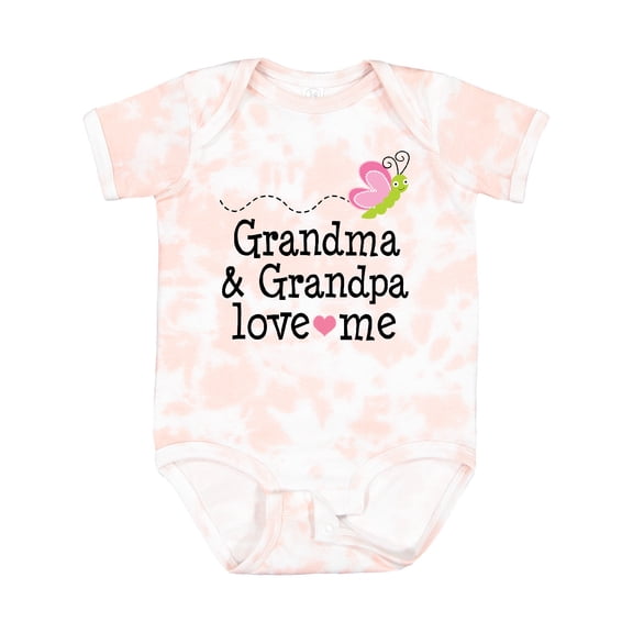 Inktastic Grandma and Grandpa Love Me Granddaughter Butterfly Girls Baby Bodysuit