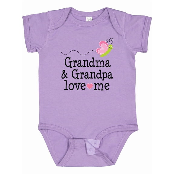 Inktastic Grandma and Grandpa Love Me Granddaughter Butterfly Girls Baby Bodysuit