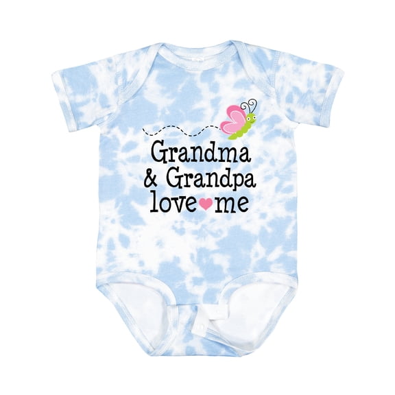 Inktastic Grandma and Grandpa Love Me Granddaughter Butterfly Girls Baby Bodysuit