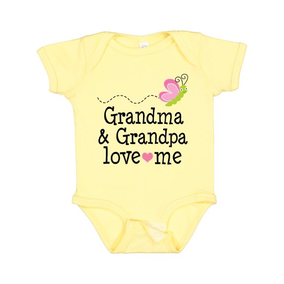 Inktastic Grandma and Grandpa Love Me Granddaughter Butterfly Girls Baby Bodysuit