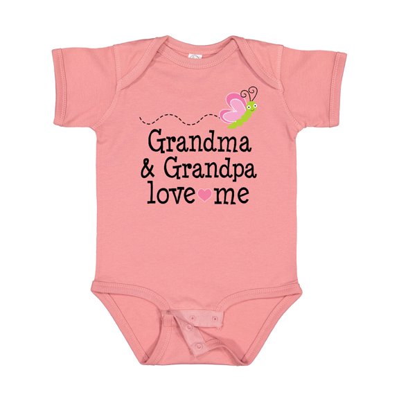Inktastic Grandma and Grandpa Love Me Granddaughter Butterfly Girls Baby Bodysuit