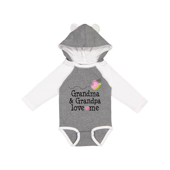 Inktastic Grandma and Grandpa Love Me Granddaughter Butterfly Girls Long Sleeve Baby Bodysuit