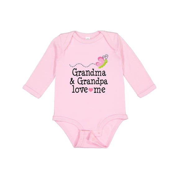 Inktastic Grandma and Grandpa Love Me Granddaughter Butterfly Girls Long Sleeve Baby Bodysuit