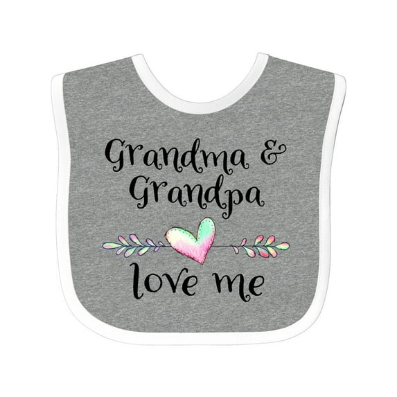 Inktastic Grandma and Grandpa Love Me Heart Grandchild Boys or Girls Baby Bib