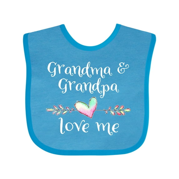 Inktastic Grandma and Grandpa Love Me- Heart Grandchild Boys or Girls Baby Bib