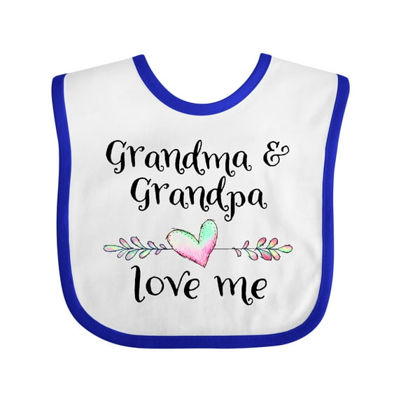Inktastic Grandma and Grandpa Love Me Heart Grandchild Boys or Girls Baby Bib