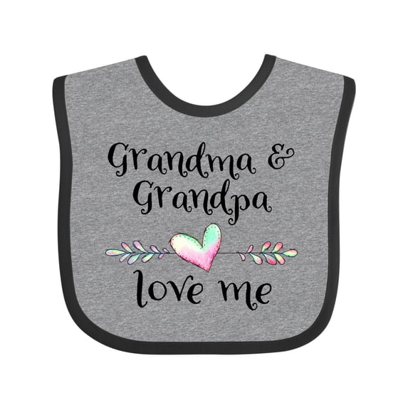 Inktastic Grandma and Grandpa Love Me Heart Grandchild Boys or Girls Baby Bib