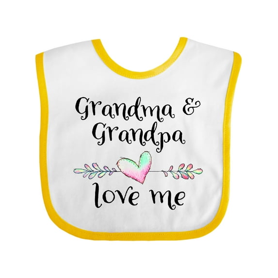 Inktastic Grandma and Grandpa Love Me Heart Grandchild Boys or Girls Baby Bib