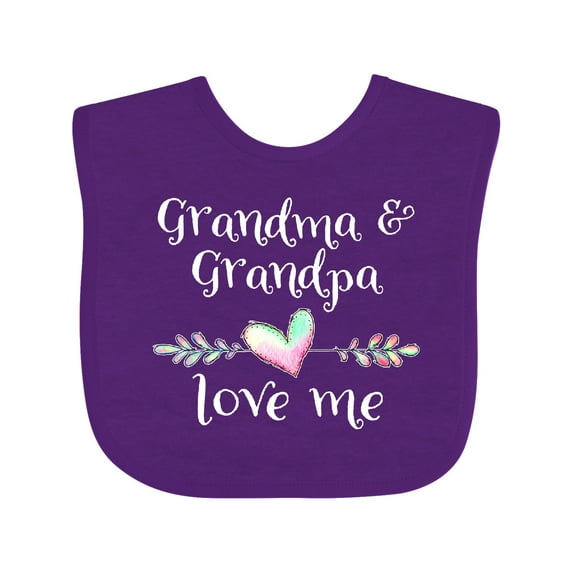 Inktastic Grandma and Grandpa Love Me- Heart Grandchild Boys or Girls Baby Bib